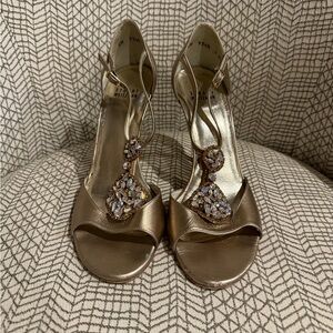 Stuart Weitzman Metallic Embellished Heels